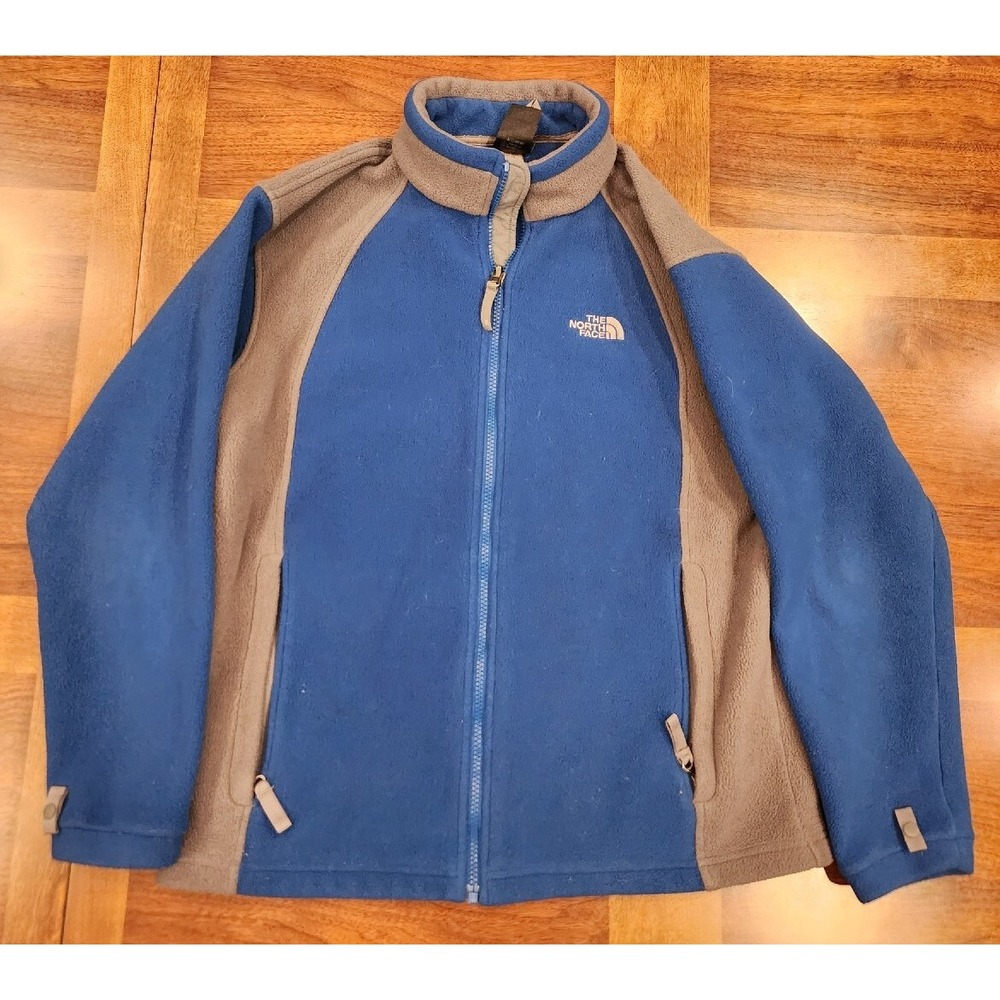 The North Face Boys Fleece Jacket Youth XL Extra Large ‎ Full Zip Blue Grey